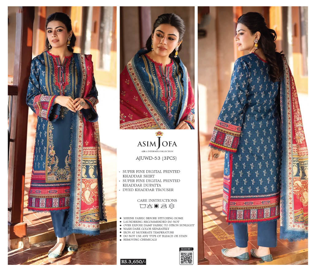 ASIM JOFA 3 PC KHADDAR