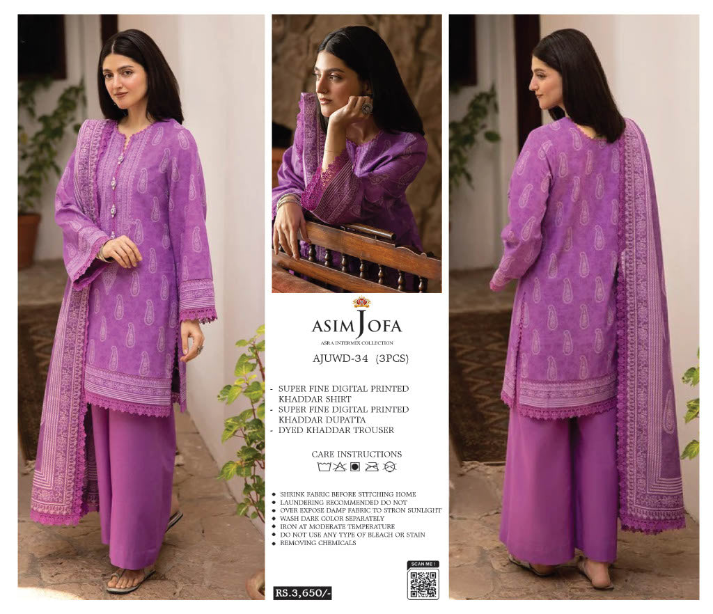 ASIM JOFA 3 PC KHADDAR